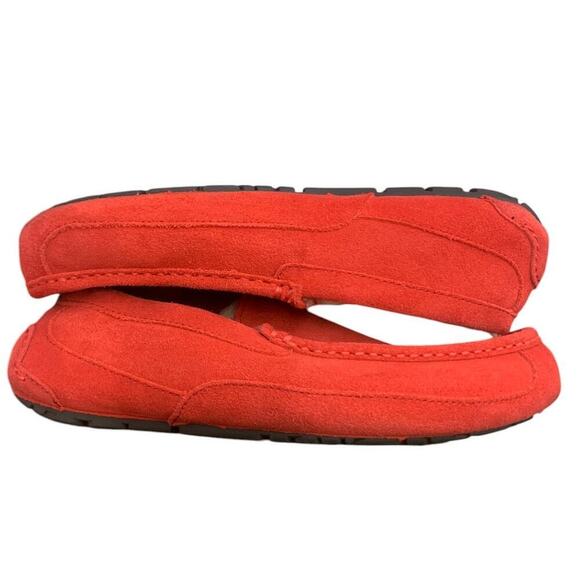 UGG Australia Men's Ascot Slippers Samba Red 1101110 Shoe Sheepskin Suede‎ SZ 9 - Picture 2 of 8
